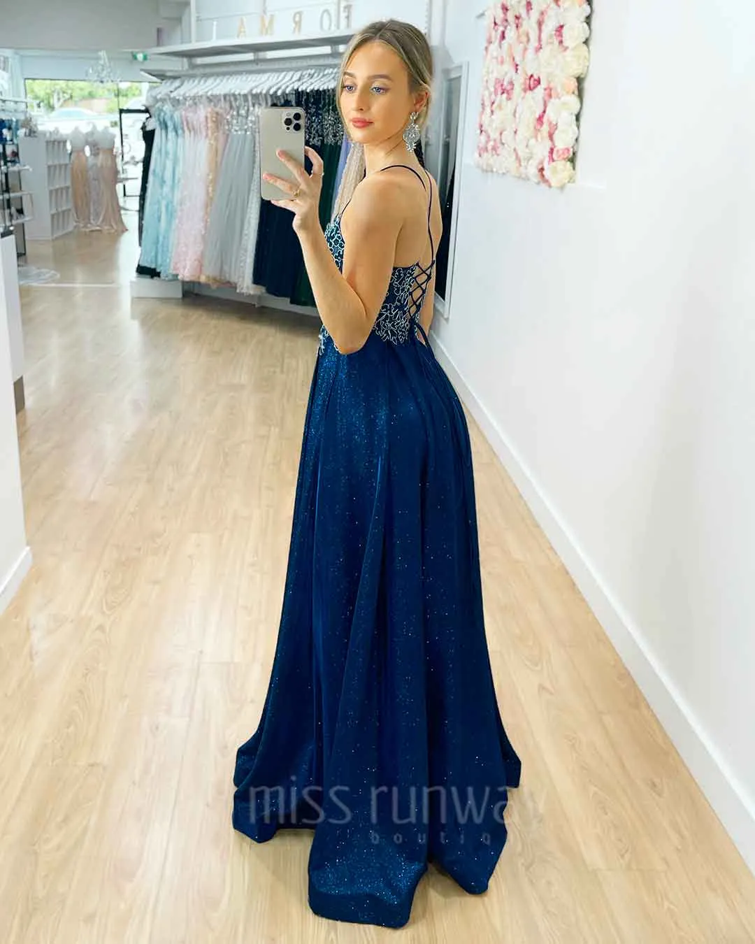 Ivy Glitter Gown - Navy