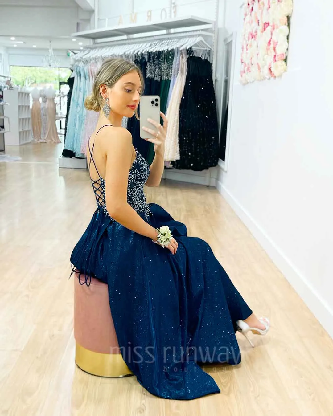 Ivy Glitter Gown - Navy