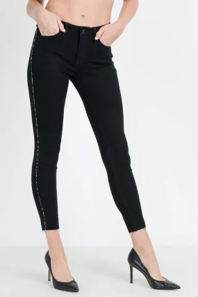 Just Black Denim Hi Rise Leopard Piping Skinny Jeans