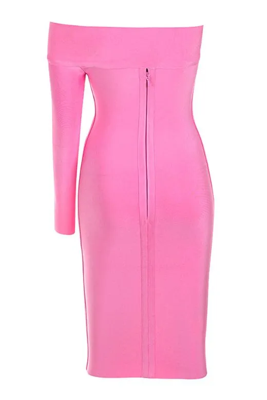 Kelly Long Sleeve Bandage Mini Dress - Hot Pink