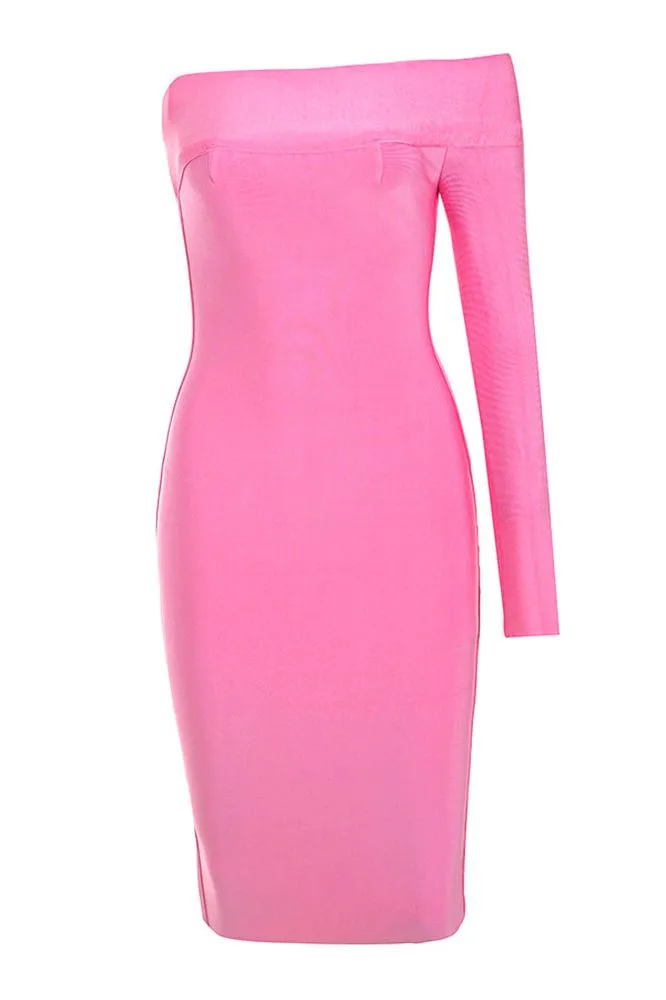 Kelly Long Sleeve Bandage Mini Dress - Hot Pink