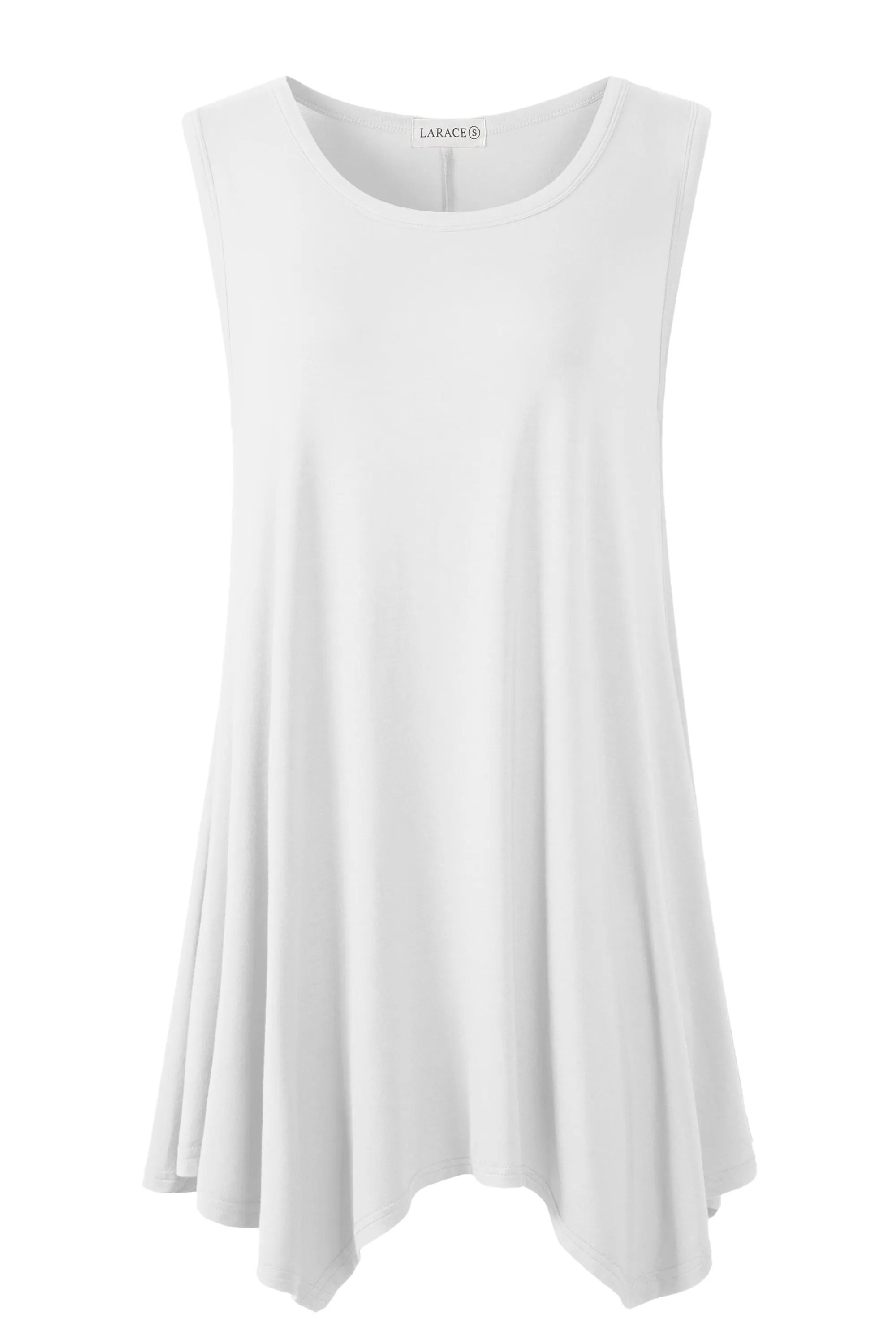 LARACE Plus Size Solid Basic Flowy Tank Tops Summer Sleeveless Tunic-8025