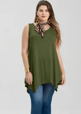 LARACE Plus Size Solid Basic Flowy Tank Tops Summer Sleeveless Tunic-8025