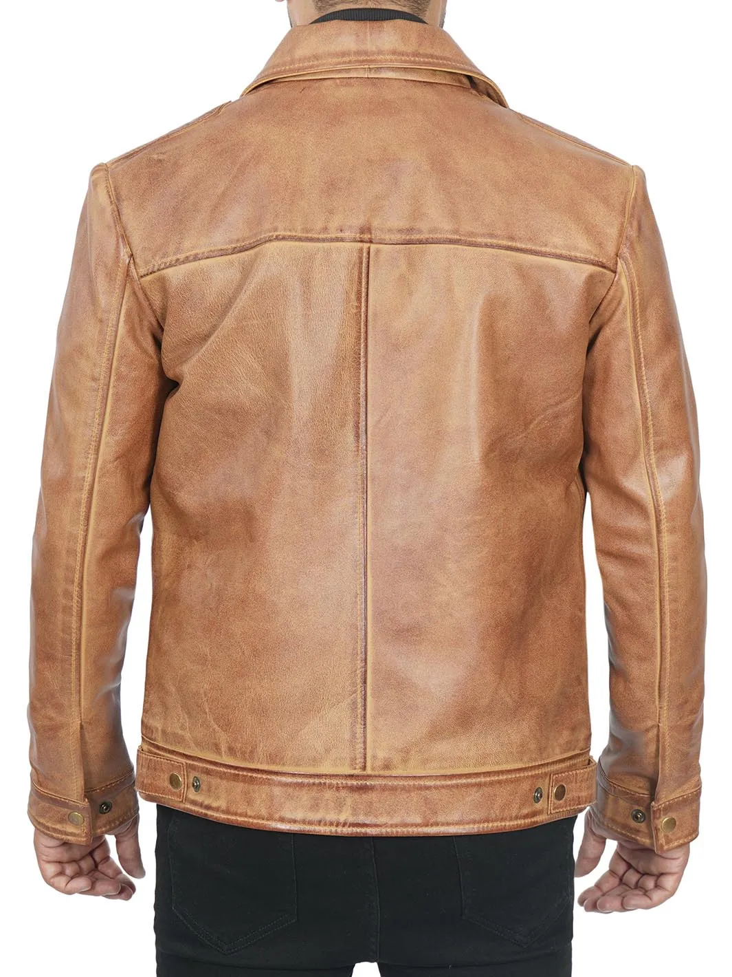 Men's Camel Motorcycle Leather Jacket