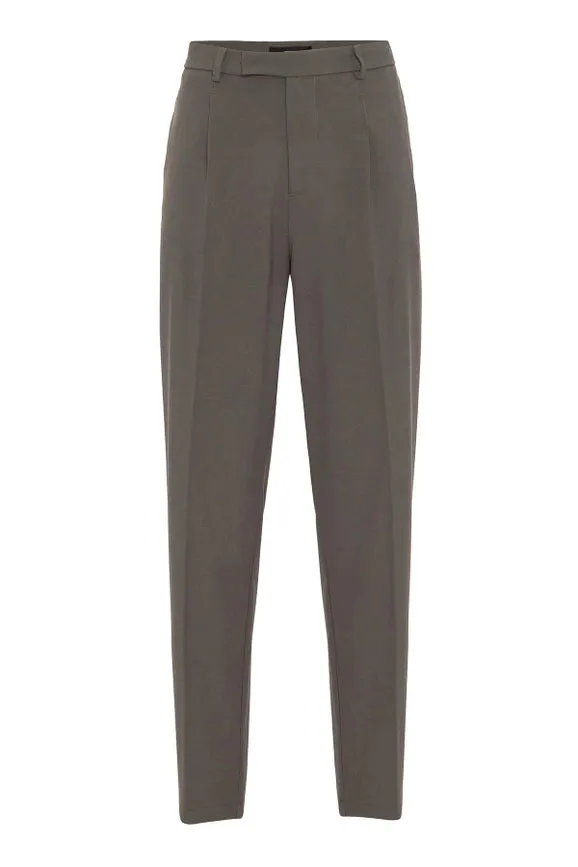 Men's Dark Khaki High Waist Zippered Trousers