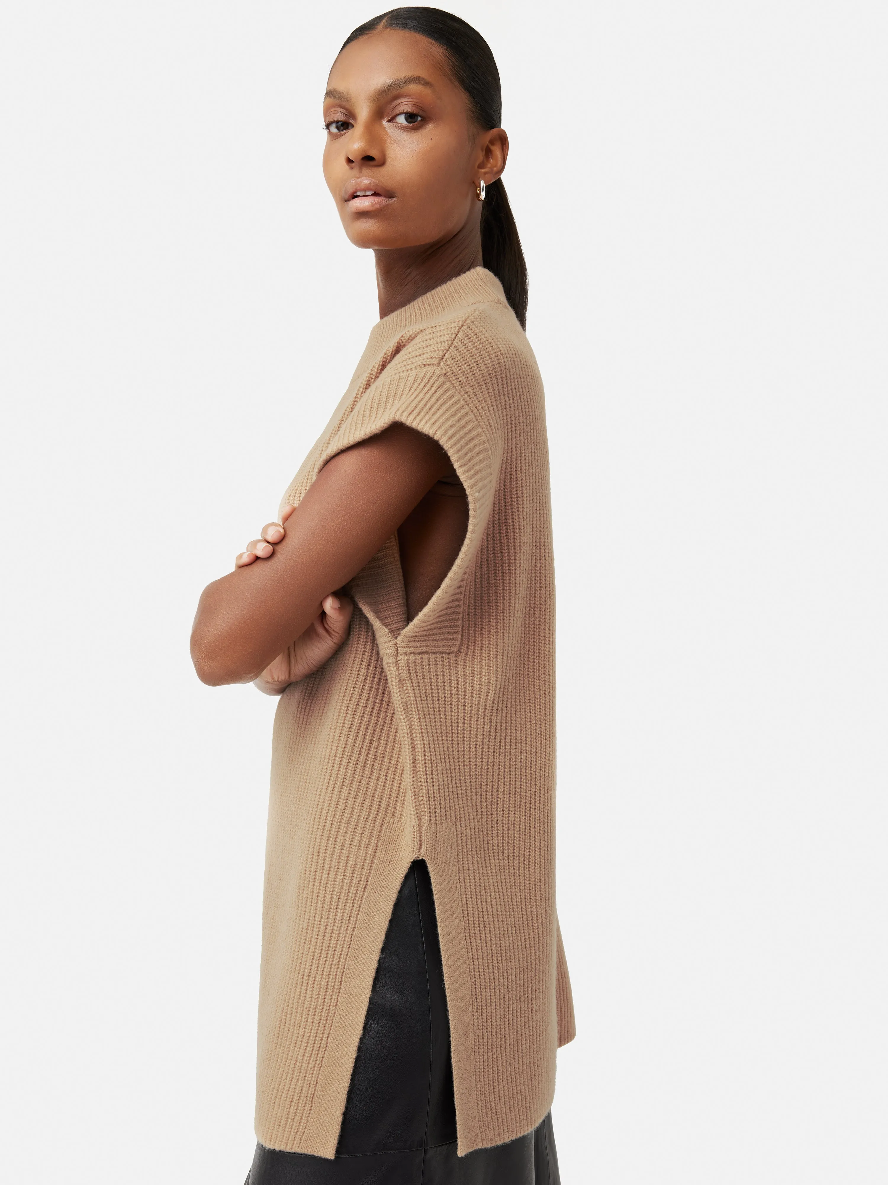 Merino Cashmere Ribbed Tunic | Camel