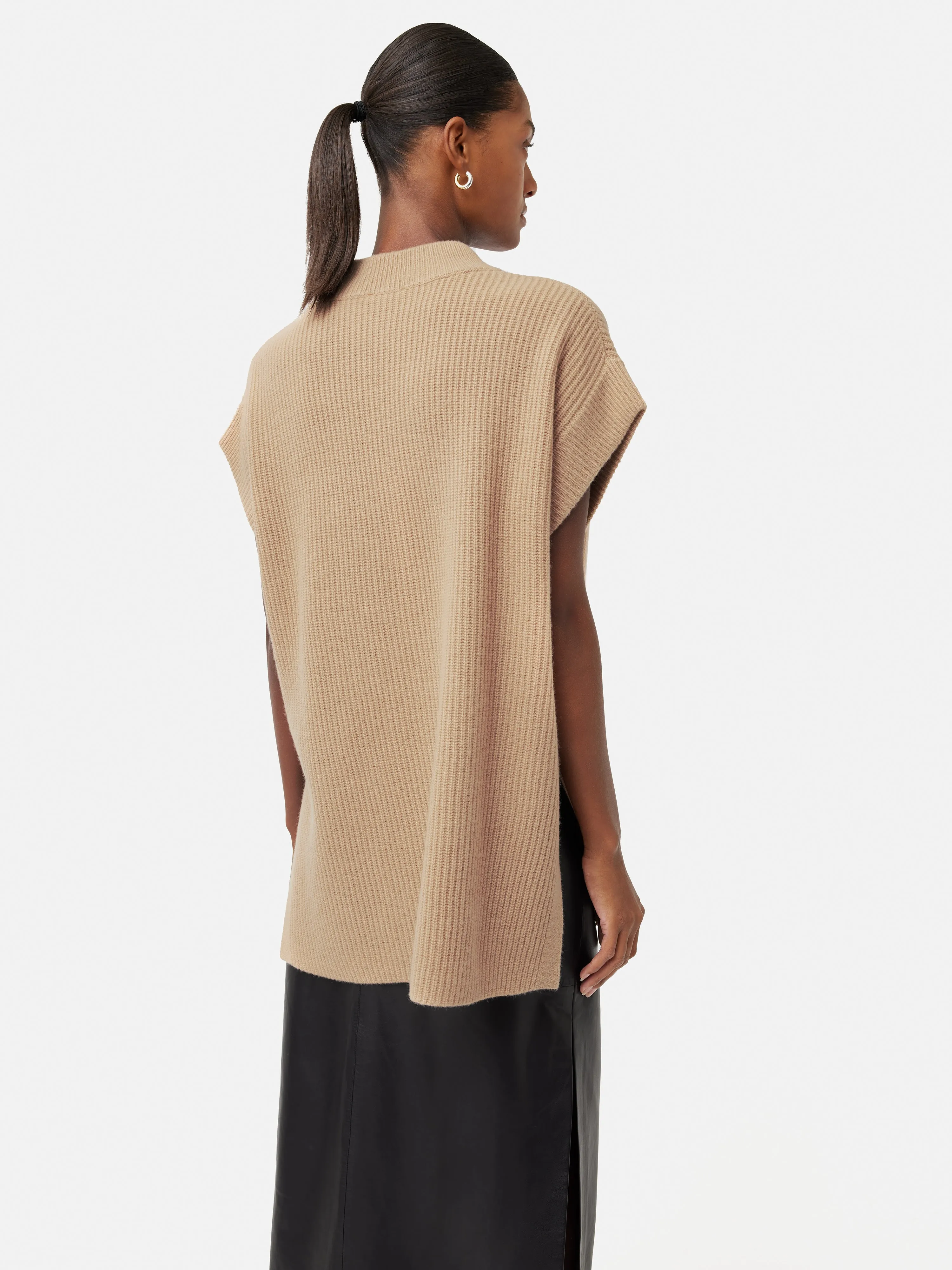 Merino Cashmere Ribbed Tunic | Camel