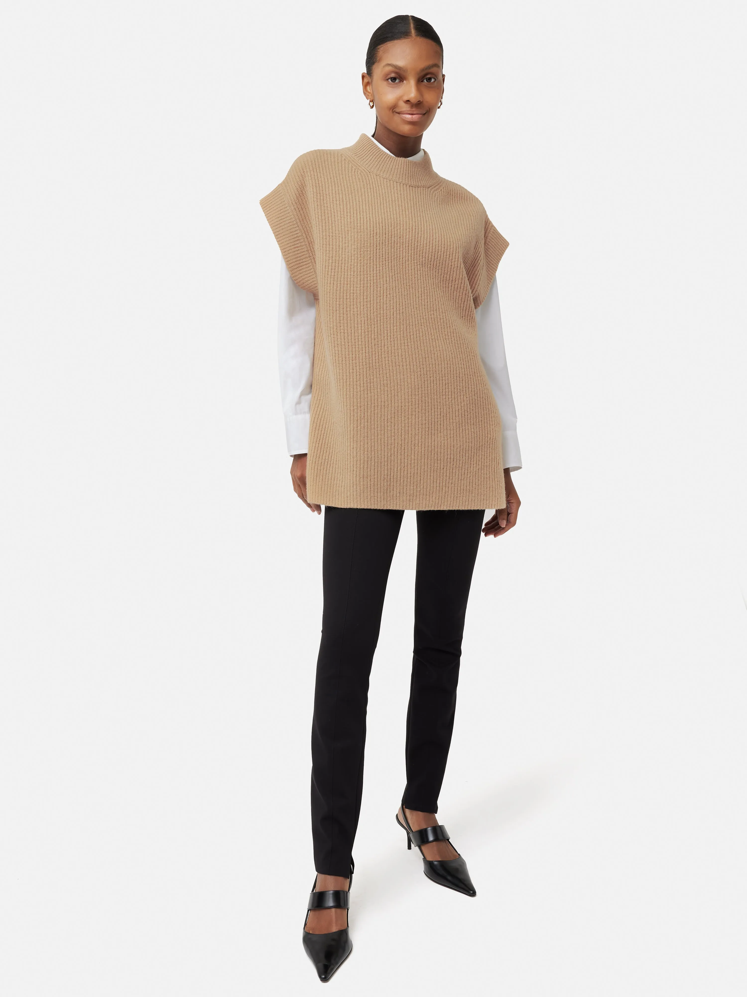 Merino Cashmere Ribbed Tunic | Camel