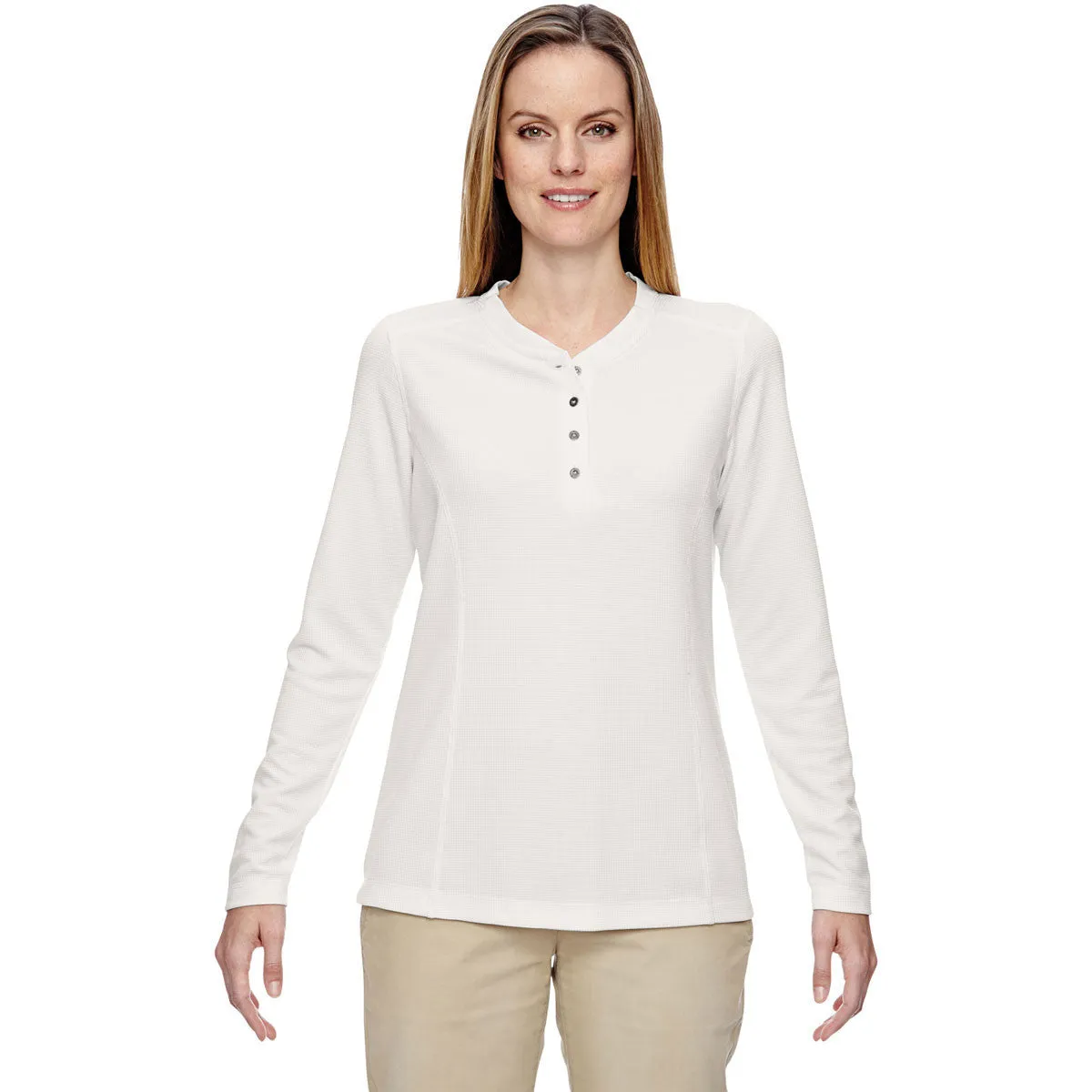 North End Women's Crystal Quartz Excursion Nomad Performance Waffle Henley