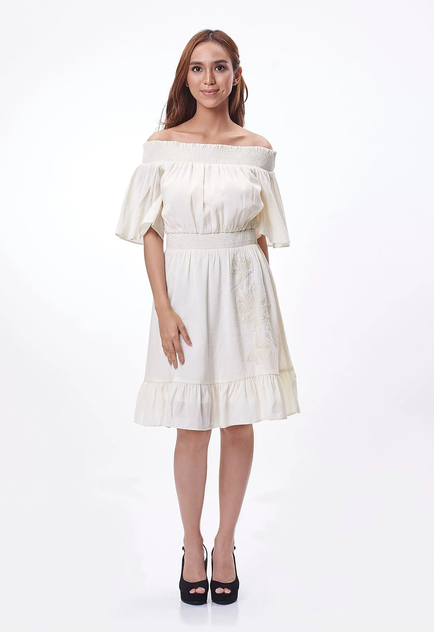 Off-Shoulder Embroided Dress