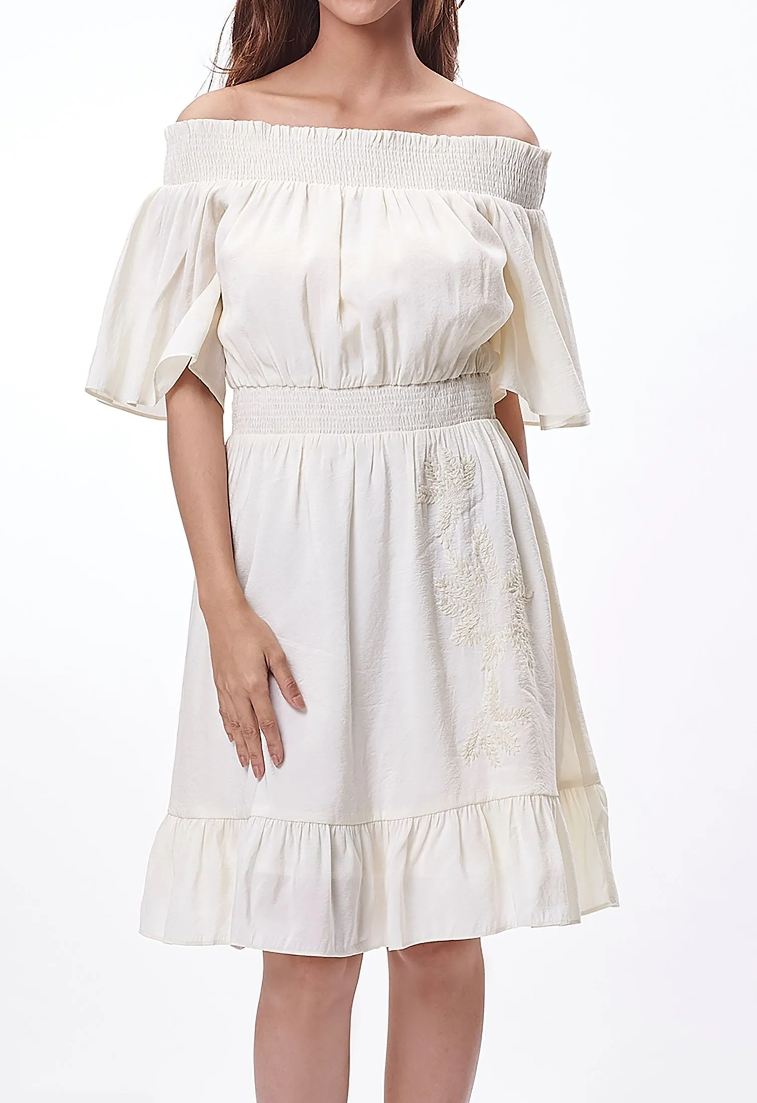 Off-Shoulder Embroided Dress