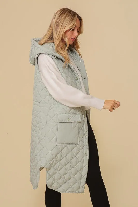 Oversized Quilted Midi Jacket