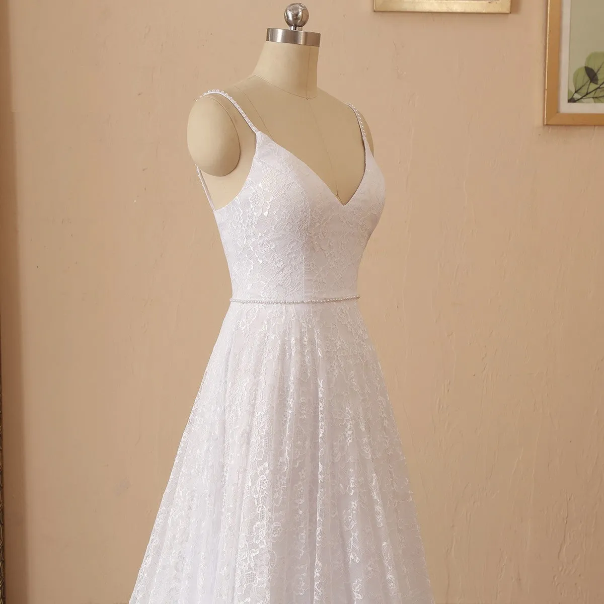 Pearled Waist All Over Lace A Line Wedding Gown All Sizes/Colors