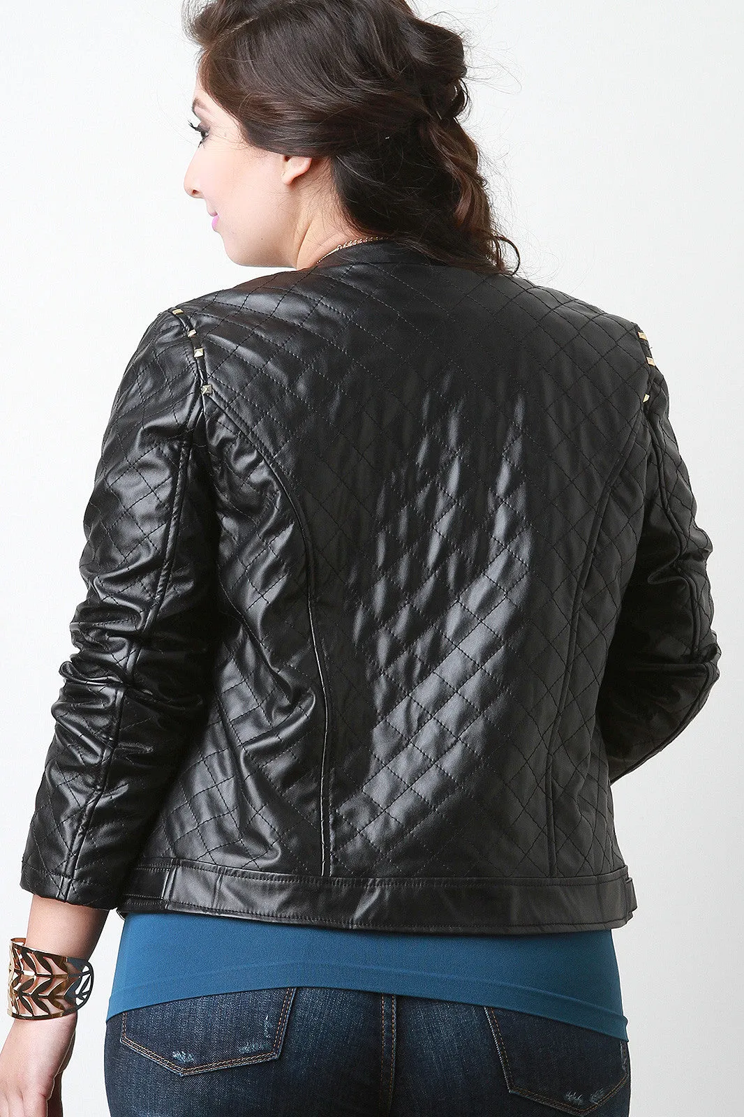 Quilted Vegan Leather Moto Jacket