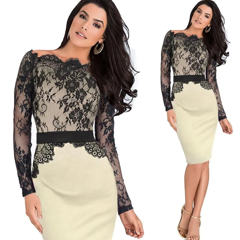 Retro Lace Off Shoulder Party Dress