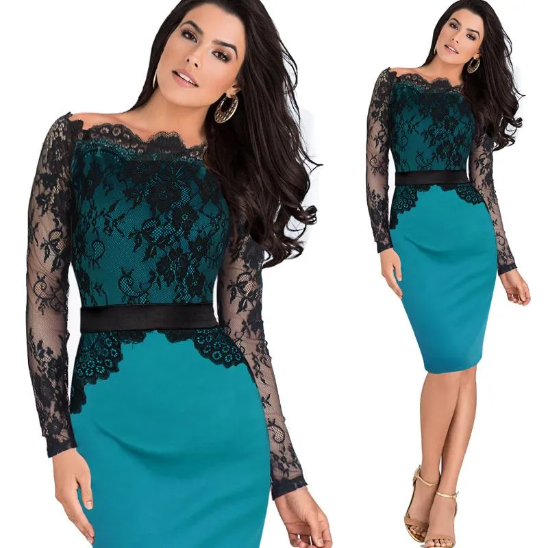 Retro Lace Off Shoulder Party Dress