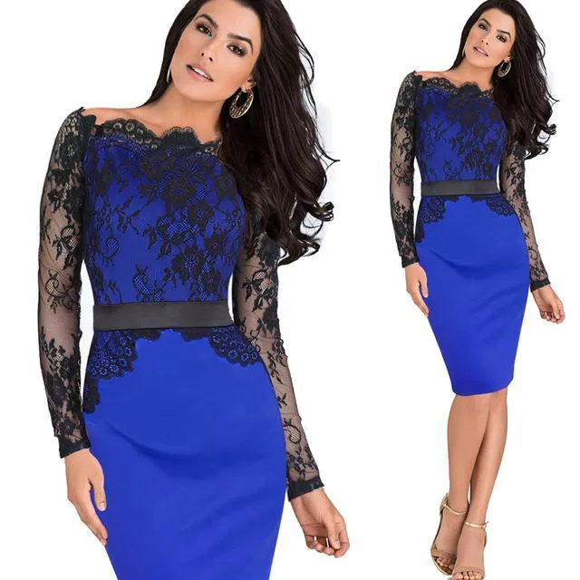 Retro Lace Off Shoulder Party Dress