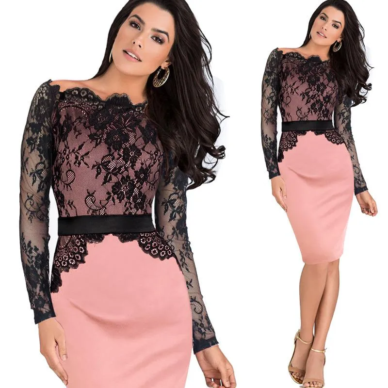 Retro Lace Off Shoulder Party Dress