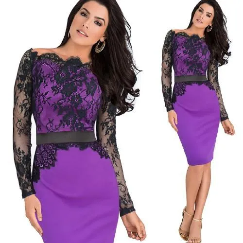 Retro Lace Off Shoulder Party Dress