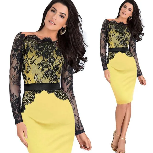 Retro Lace Off Shoulder Party Dress