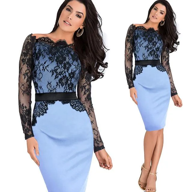 Retro Lace Off Shoulder Party Dress