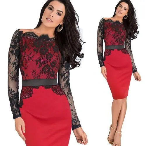 Retro Lace Off Shoulder Party Dress