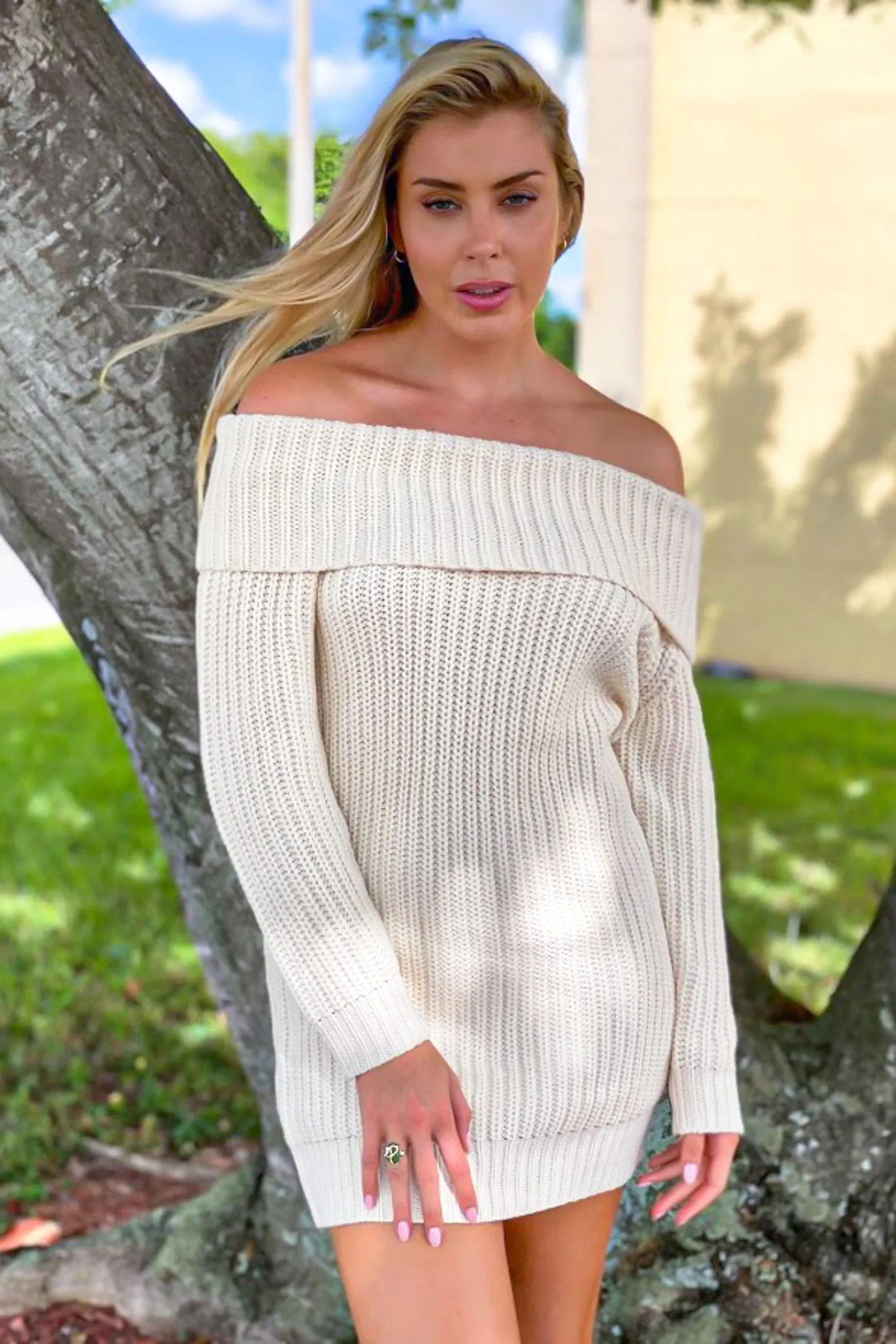 Sand Off Shoulder Tunic