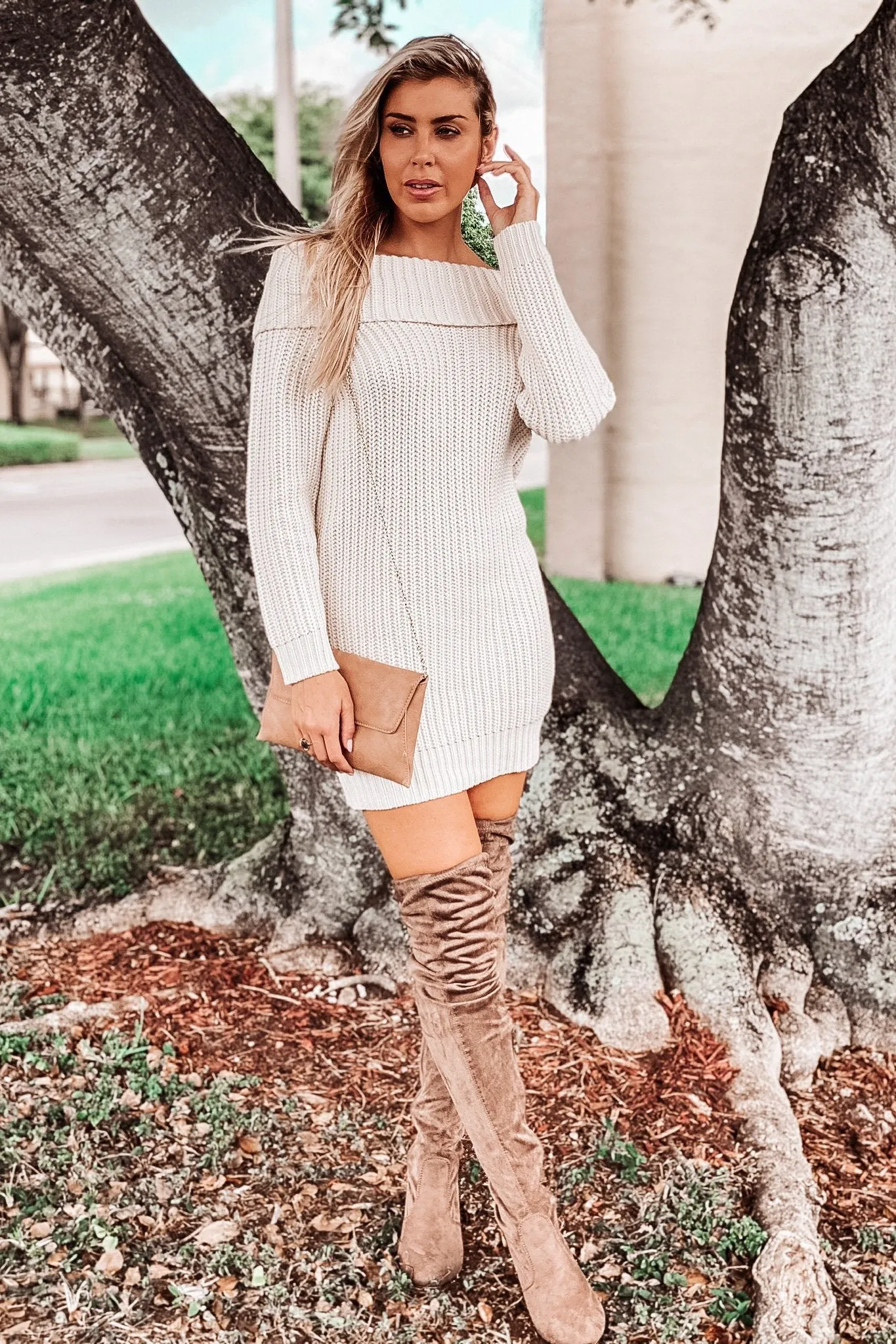 Sand Off Shoulder Tunic