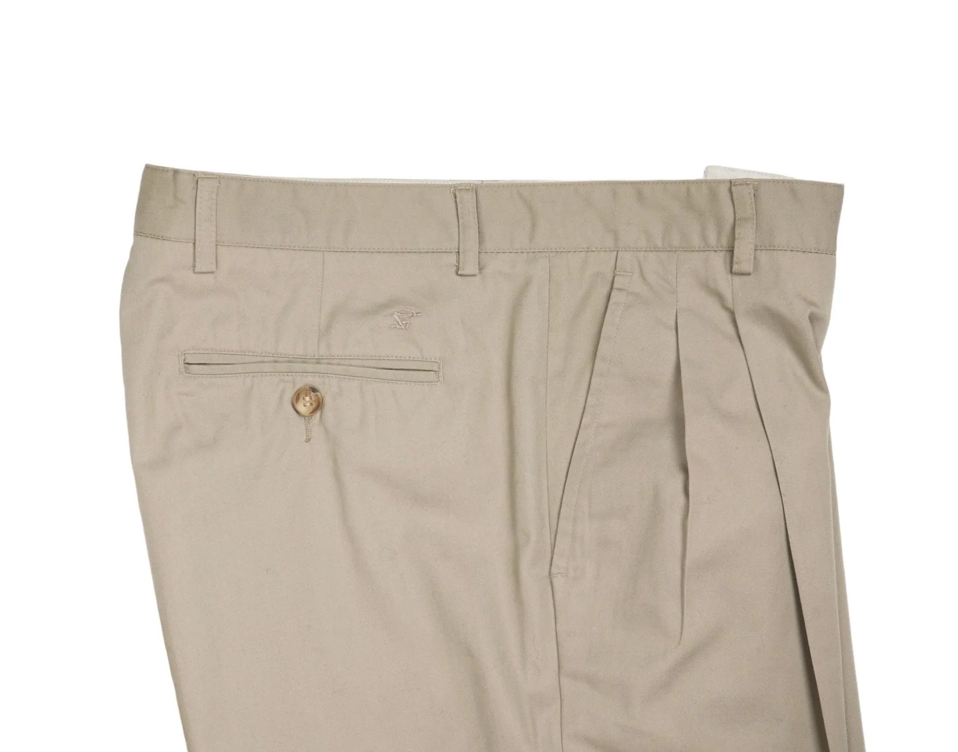 Sea Barrier - Beige High-Rise Pleated Cotton Trousers 48