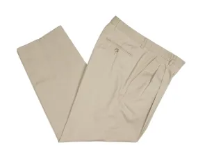 Sea Barrier - Beige High-Rise Pleated Cotton Trousers 48