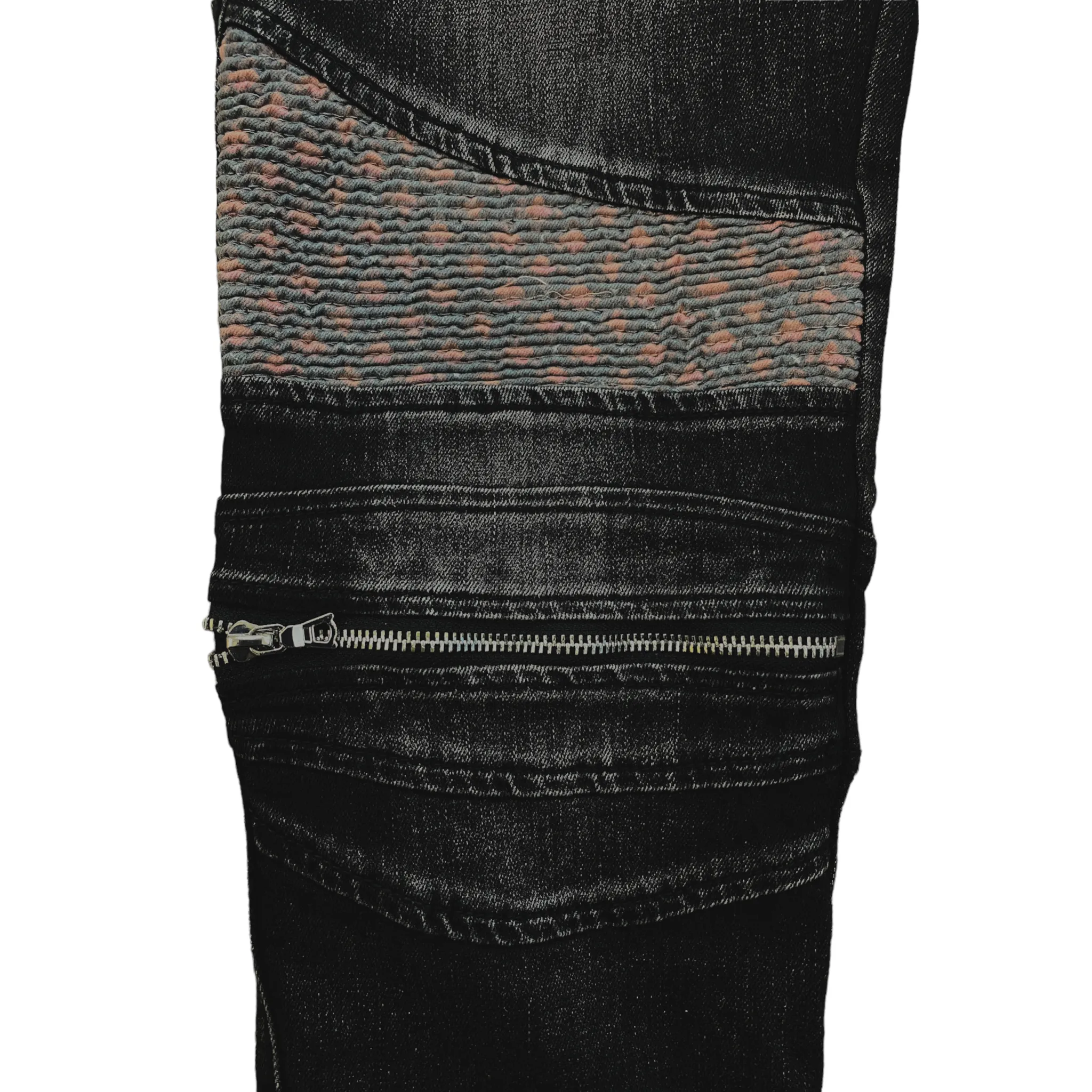 Skinny fit motorcycle stretch denim with pleated knee details