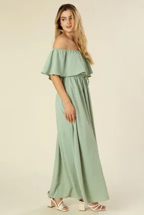 Swiss Dot Off Shoulder Maxi Dress