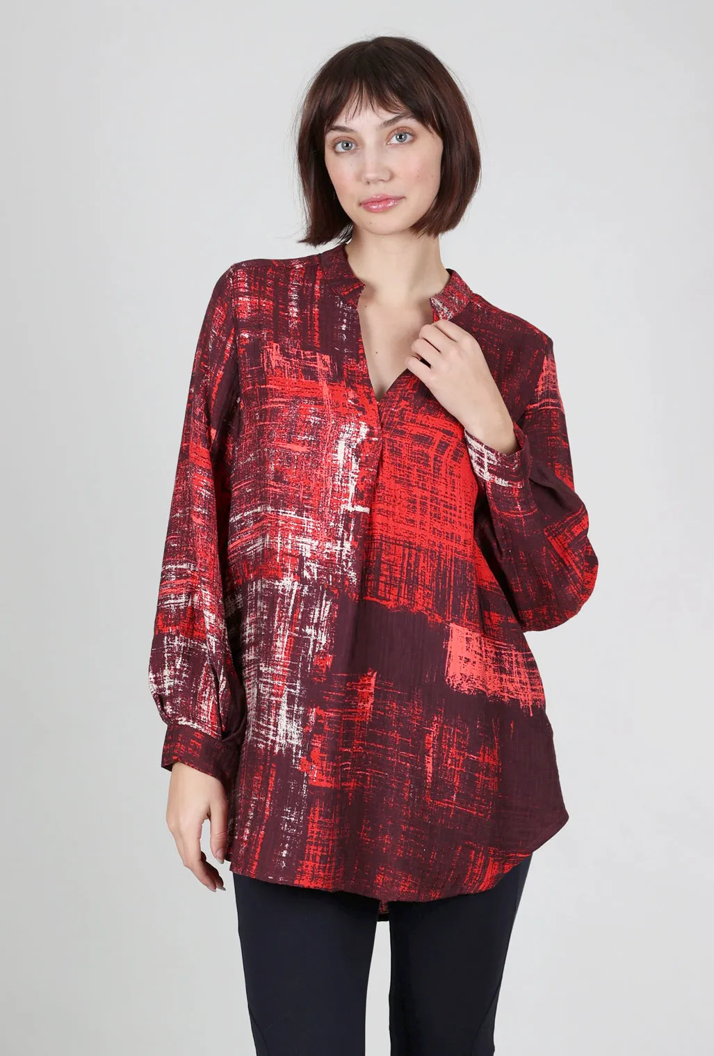 Tamra Tunic Blouse, Red/Plum