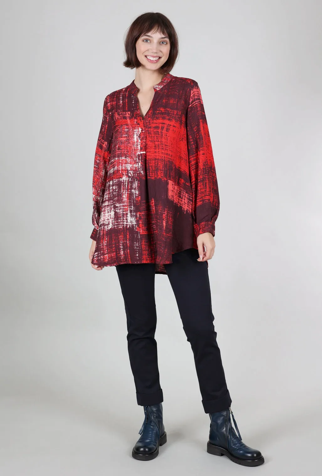 Tamra Tunic Blouse, Red/Plum