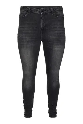 Vero Moda Curve - Vmlora Ss Bl Wash Jeans - 3464816 Black Denim