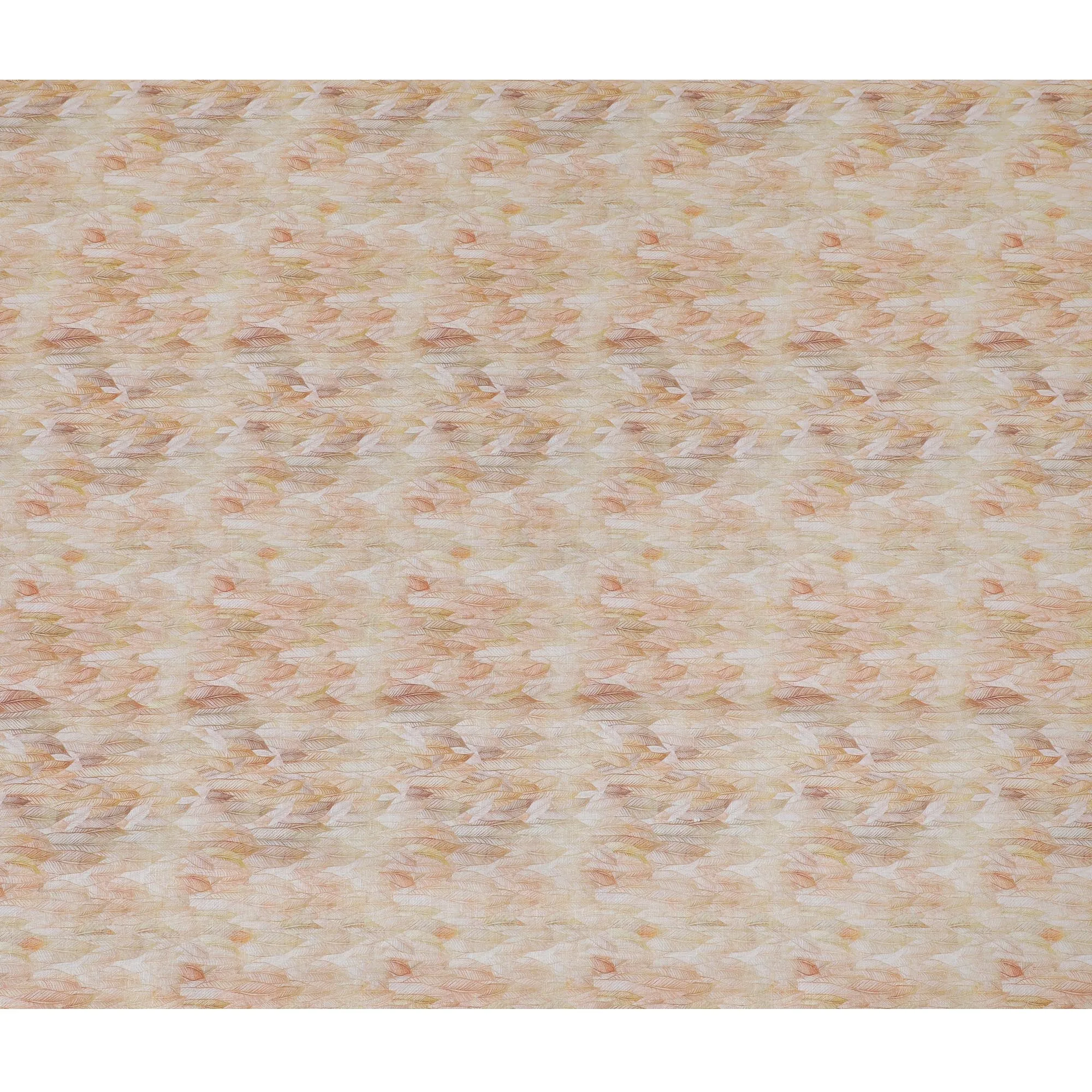 Warm Beige and Orange Feather Print Pure Linen Fabric - 150 cm Width-D20000