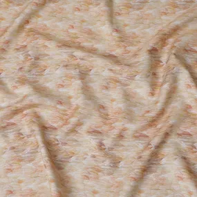 Warm Beige and Orange Feather Print Pure Linen Fabric - 150 cm Width-D20000