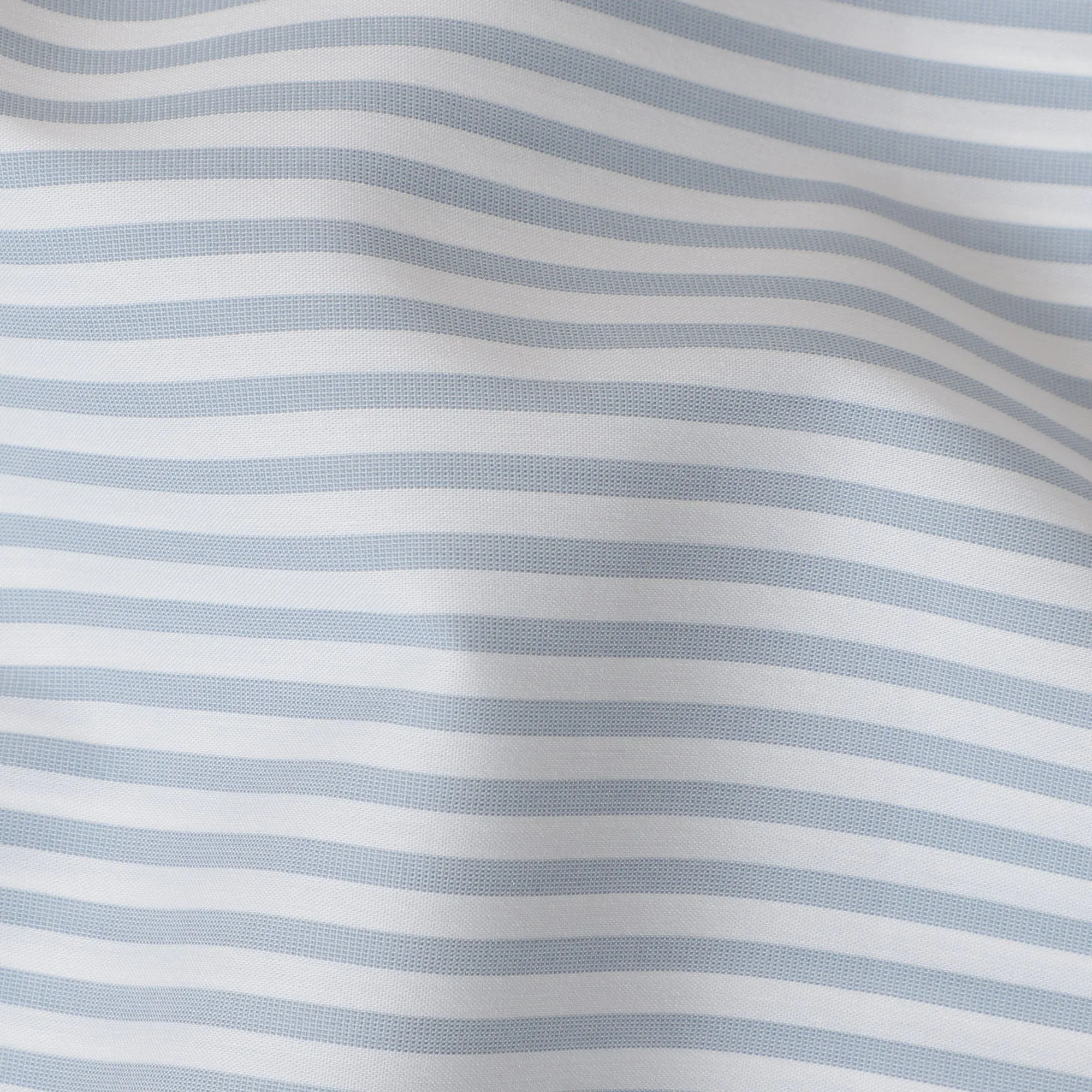 White & Sky Blue Horizontal Striped 100% Cotton Shirting Fabric, 150 cm Width, Made in Italy-D20512