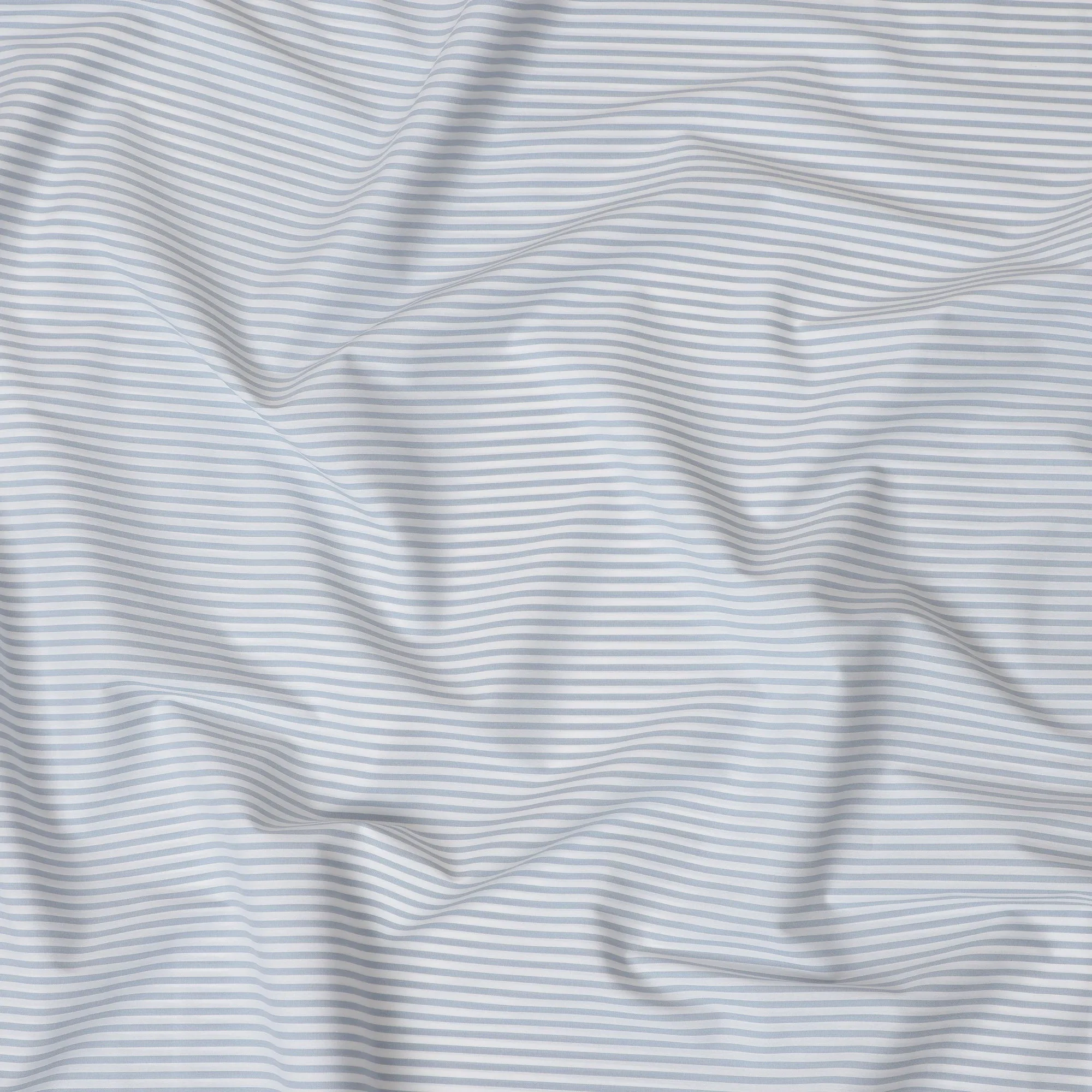 White & Sky Blue Horizontal Striped 100% Cotton Shirting Fabric, 150 cm Width, Made in Italy-D20512