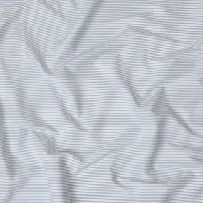 White & Sky Blue Horizontal Striped 100% Cotton Shirting Fabric, 150 cm Width, Made in Italy-D20512