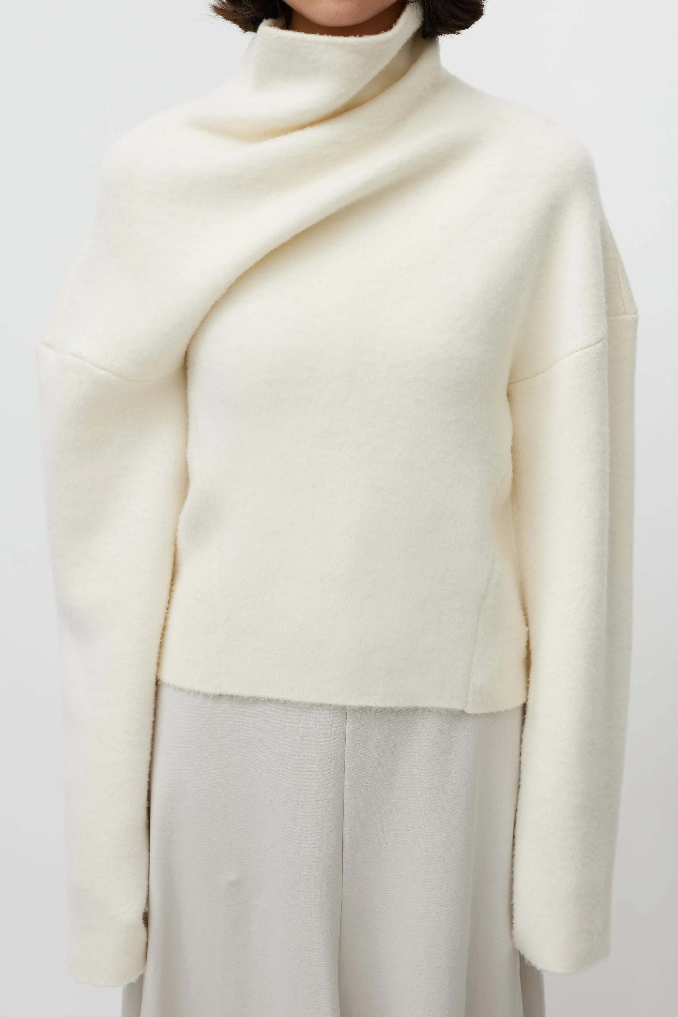 White Wool Knit Turtleneck