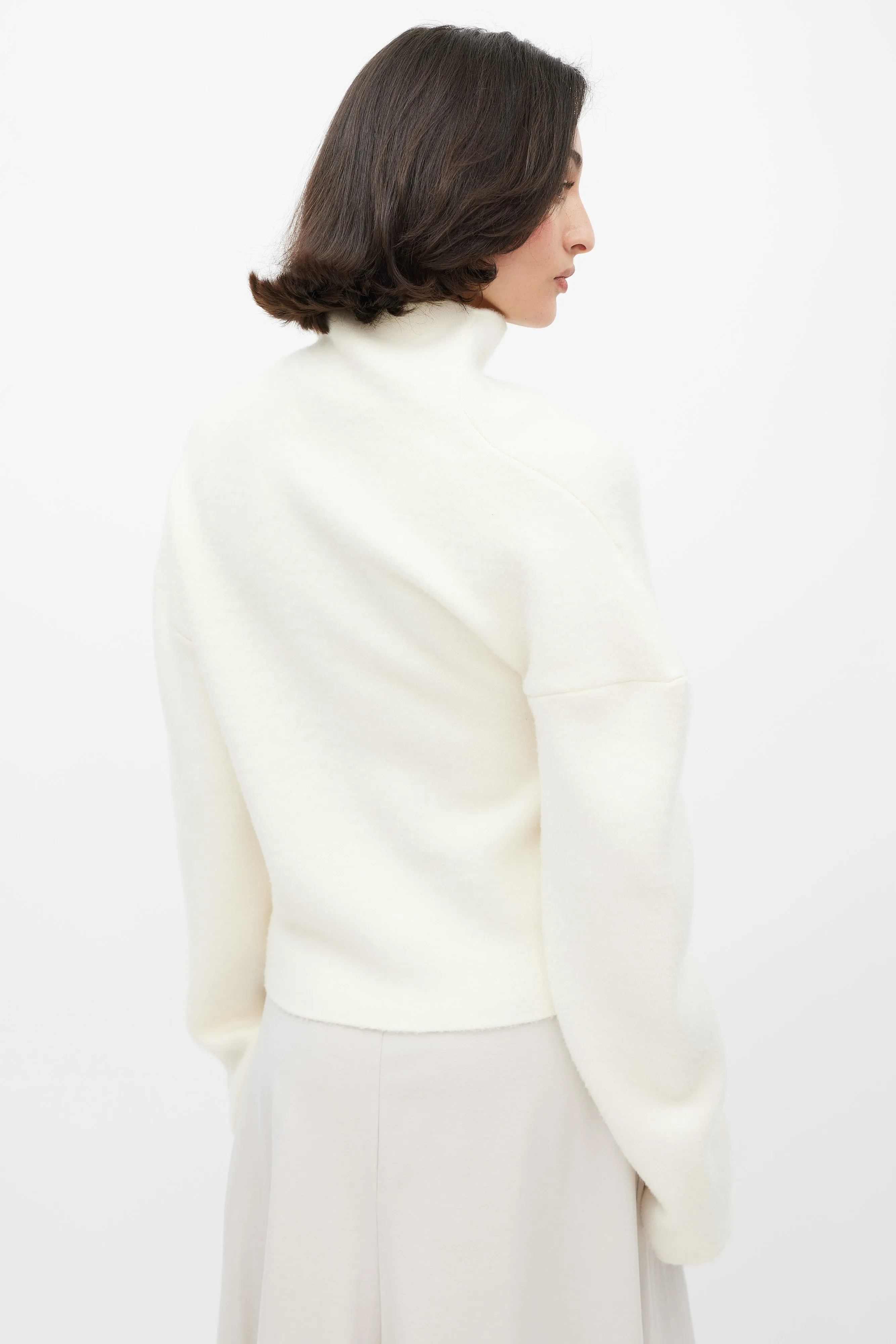 White Wool Knit Turtleneck