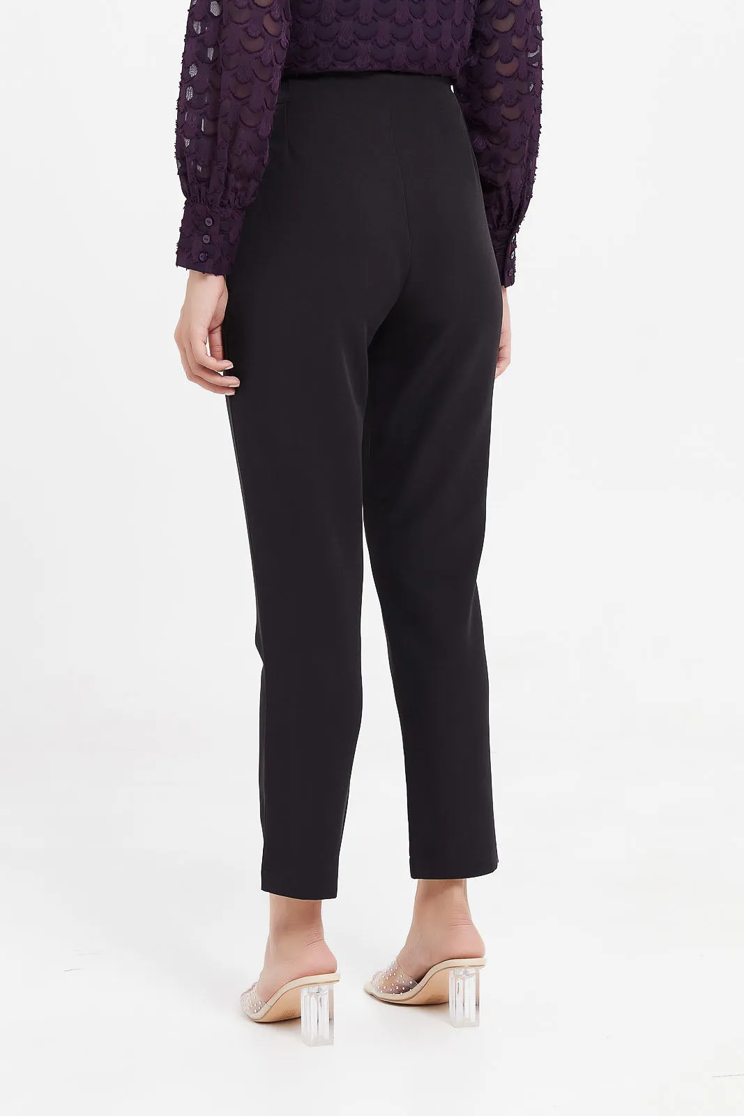 Women Black High Waist Trousers