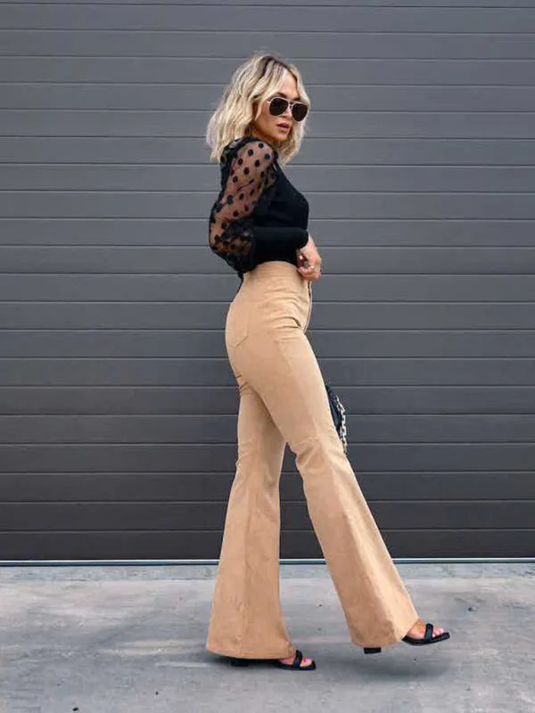 Women’s Corduroy Flare Leg High Waist Trousers