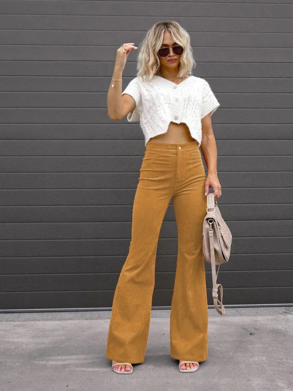 Women’s Corduroy Flare Leg High Waist Trousers